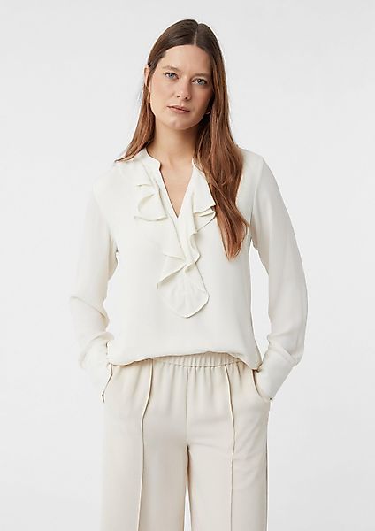 comma Langarmbluse Bluse Chiffonbluse mit Volant-Ausschnitt günstig online kaufen