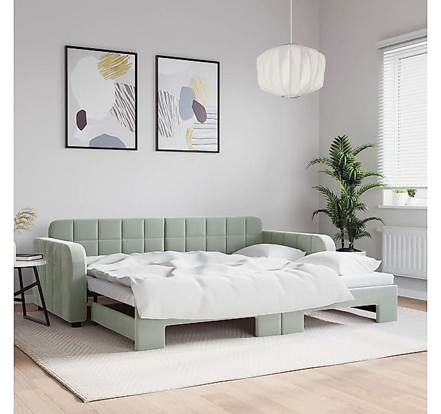 vidaXL Bett, Tagesbett Ausziehbar Hellgrau 90x200 cm Samt günstig online kaufen