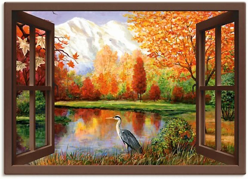 Artland Wandbild "Herbst am See Ausblick", Fensterblick, (1 St.), als Leinw günstig online kaufen