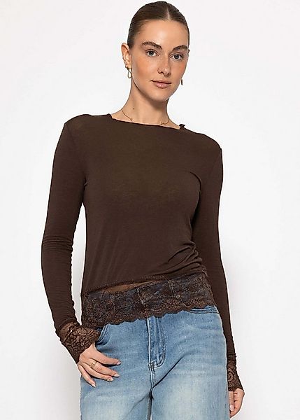 SASSYCLASSY Langarmshirt Langarmshirt mit Spitzenborte für Damen Weiches To günstig online kaufen