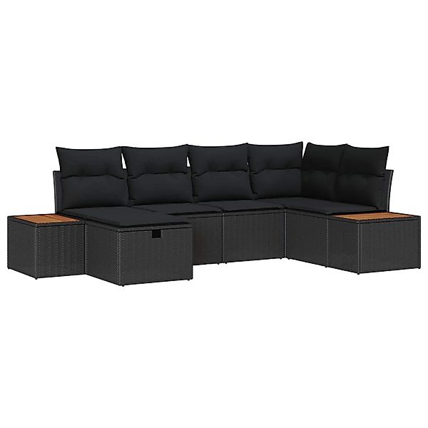 vidaXL Gartensofa-Set mit Kissen mit Speicher Schwarz Poly-Rattan 3360962 günstig online kaufen
