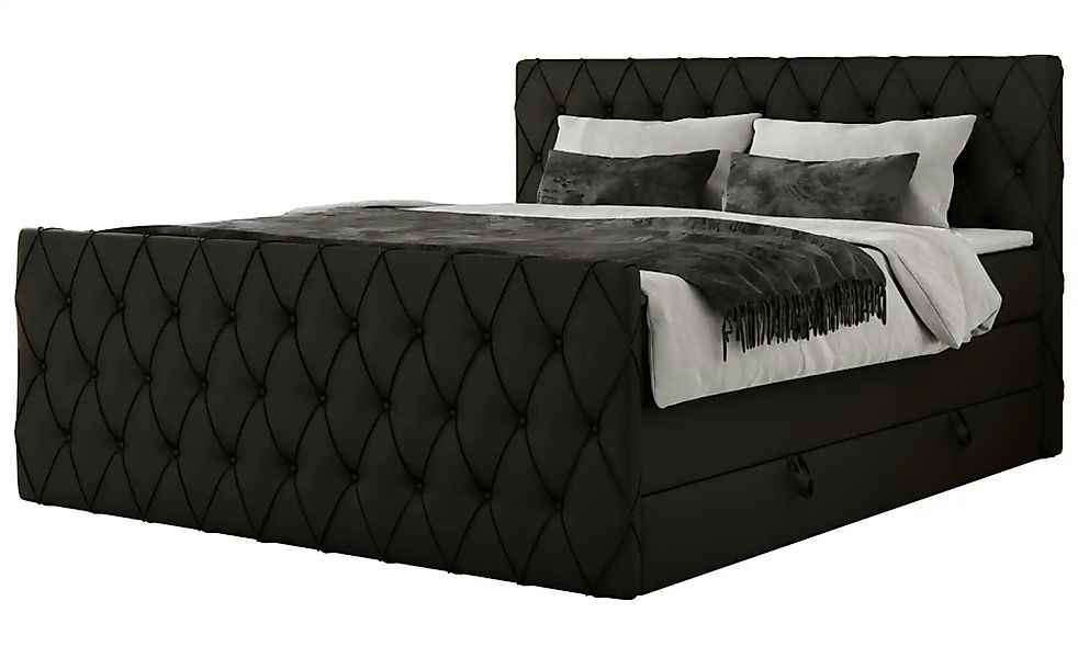 Boxspringbett mit Bettkasten Miren King Duo ¦ schwarz ¦ Maße (cm): B: 201 H günstig online kaufen