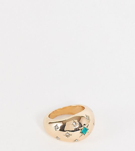 Reclaimed Vintage Inspired – Goldfarbener, blasenförmiger Ring mit sternenf günstig online kaufen