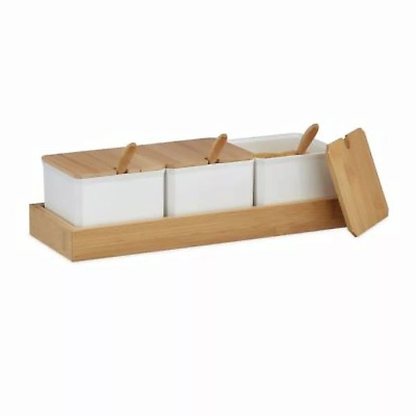 relaxdays Gewürzbehälter Set mit Löffel & Deckel weiß günstig online kaufen