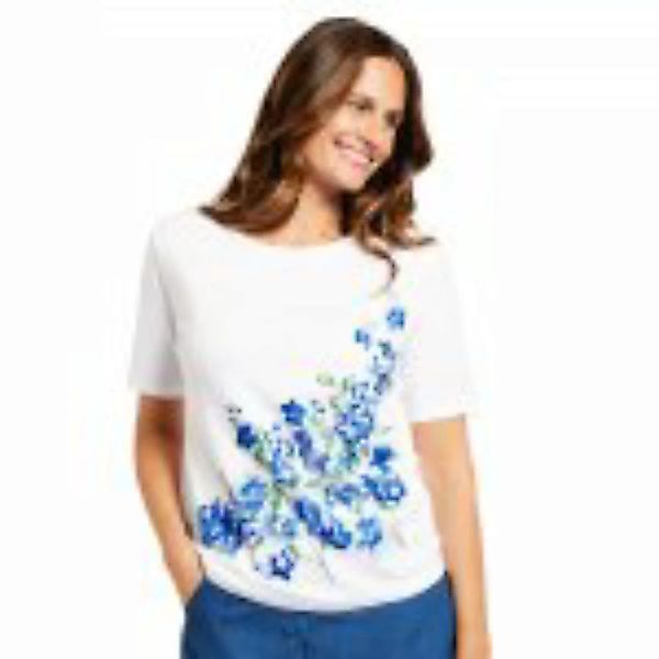Blumen-Shirt, weiß 52/54 günstig online kaufen