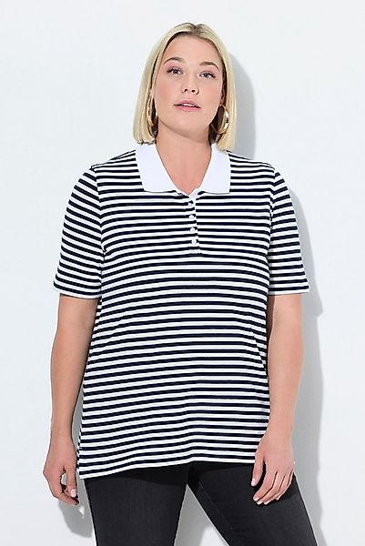Ulla Popken Poloshirt Poloshirt Classic Fit Piqué Ringel Halbarm günstig online kaufen