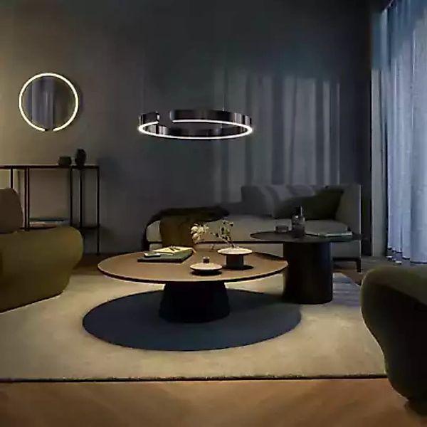 Occhio Mito Sfera 40 Leuchtspiegel LED, Kopf schwarz matt/Spiegel grau getö günstig online kaufen