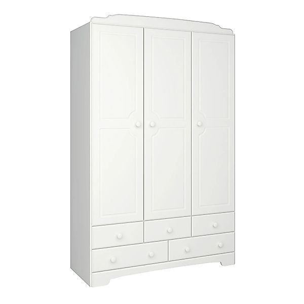 ebuy24 Nilon Kleiderschrank 3 Türen 5 Schubladen Weiß günstig online kaufen