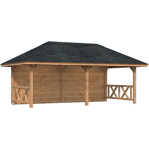 Palmako Holz-Pavillon Bianca 16,6 m² Set 2 Braun Tauchgrundiert günstig online kaufen