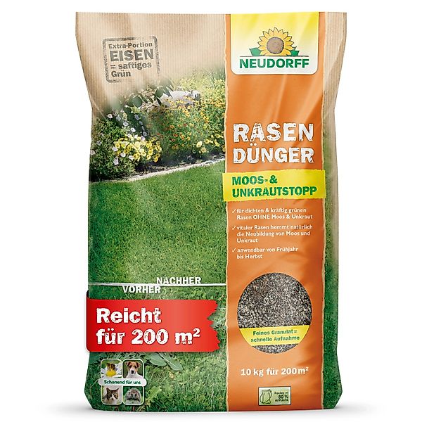 Neudorff Rasendünger Moos- & UnkrautStopp 10 kg, Eisen und Kalium sorgt für günstig online kaufen