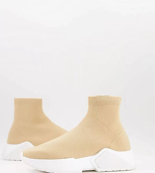 ASOS DESIGN – Wide Fit – Della – Sock-Sneaker in Beige-Neutral günstig online kaufen