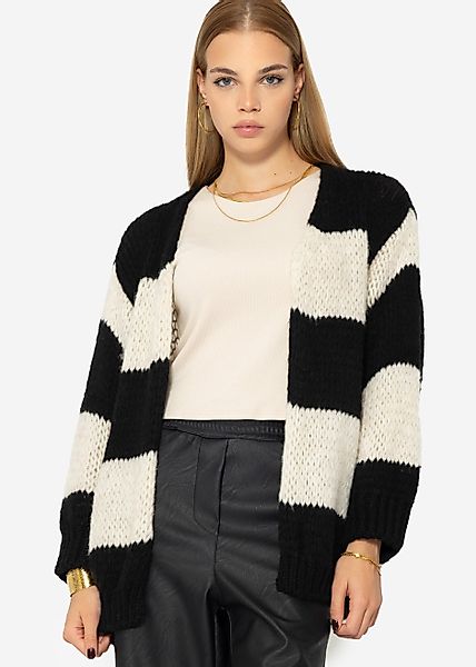 SASSYCLASSY Cardigan Oversize Strickjacke Damen Blockstreifen günstig online kaufen