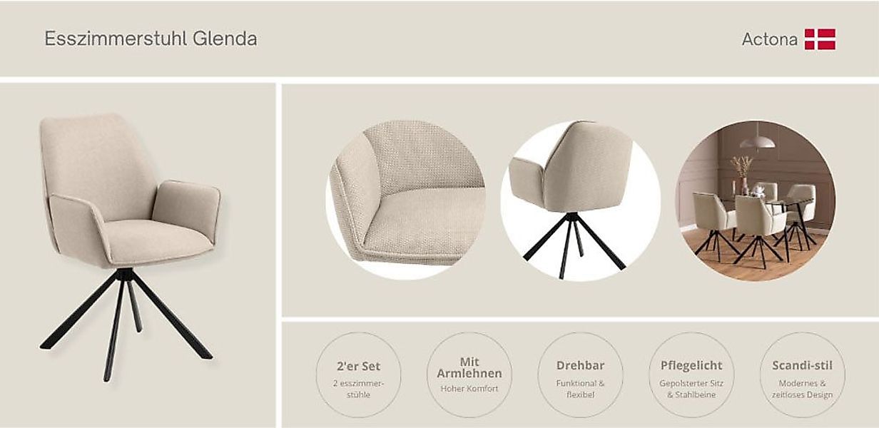 ACTONA GROUP Esszimmerstuhl Glenda, gepolsterter komfortabel günstig online kaufen