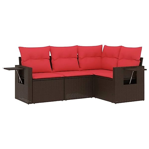 vidaXL 4-Tlg Gartensofa-Set mit Kissen Braun Polyrattan 3220113 günstig online kaufen
