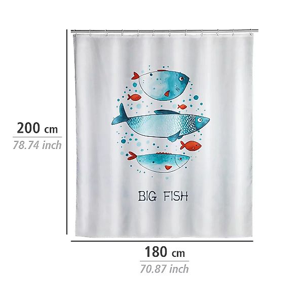 WENKO Duschvorhang Big Fish, Textil (Polyester), 180 x 200 cm, waschbar meh günstig online kaufen