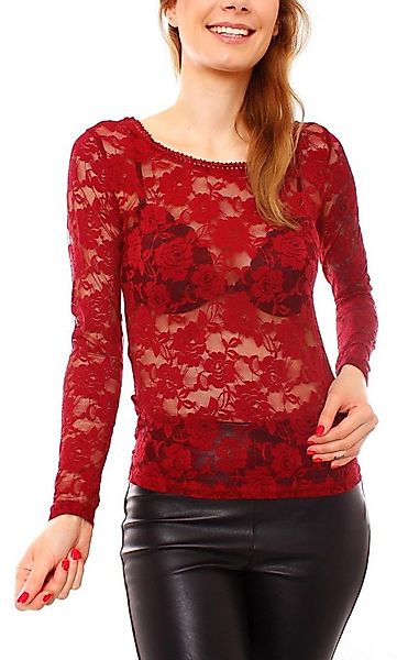 Muse Spitzentop Langarm Spitzenshirt transparent mit rundem Ausschnitt 1095 günstig online kaufen