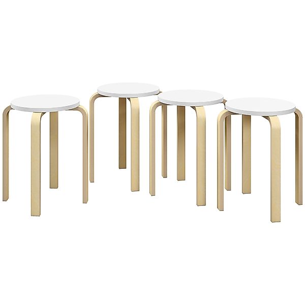 HOMCOM Set 4 Stapelbare Runde Hocker, Moderner Holzhocker mit rutschfester günstig online kaufen