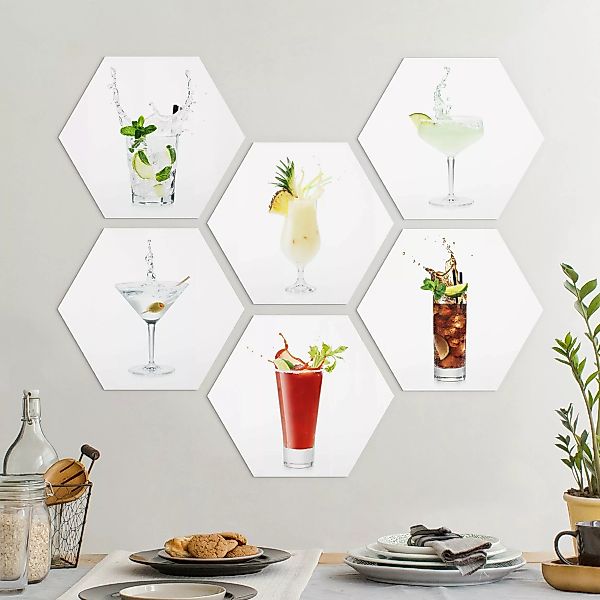 6-teiliges Hexagon-Forexbild Cocktail Splash Set II günstig online kaufen