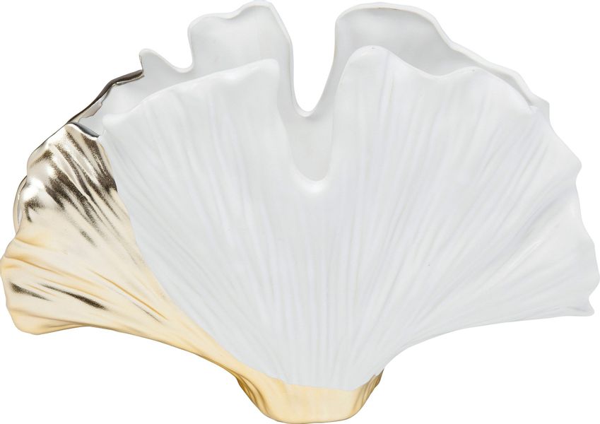 KARE Vase Ginkgo Elegance, Höhe 18 cm, Steinzeug, weiß, gold günstig online kaufen