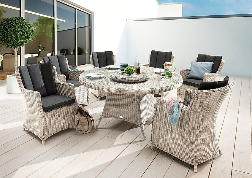 Destiny Garten-Essgruppe LUNA, (19-tlg., 6x Sessel, günstig online kaufen