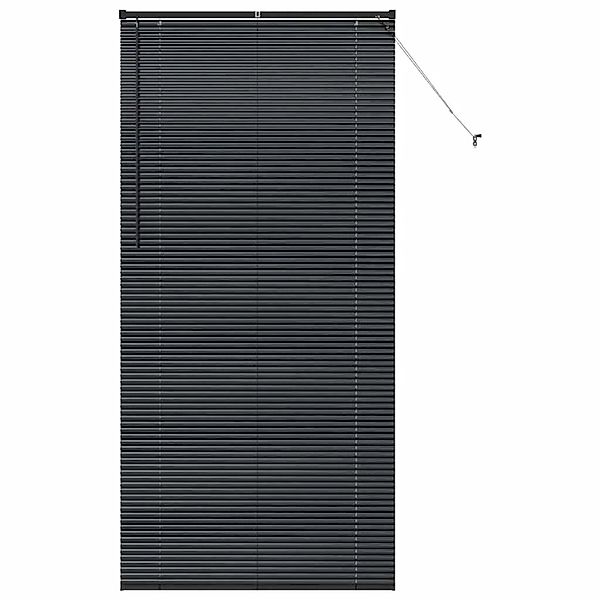 vidaXL Balkenjalousien mit Vorhängen Schwarz 220 x 100 cm Aluminium 4200617 günstig online kaufen
