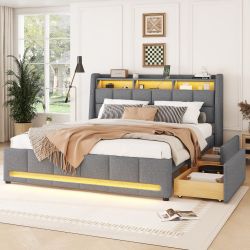 Flieks Polsterbett, APP-Fernbedienung-LED Doppelbett 140x200cm mit günstig online kaufen