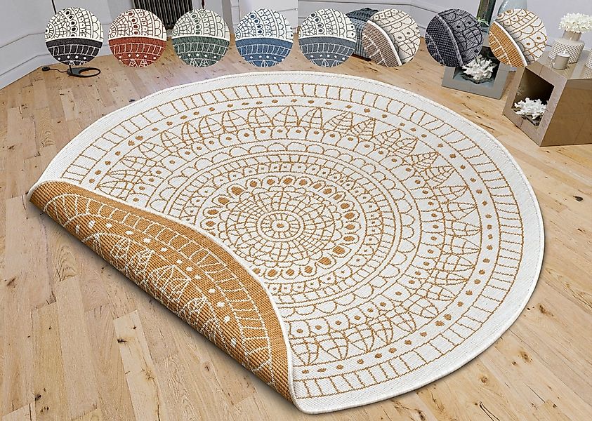 HANSE Home Teppich Porto Wendeteppich, rund, Höhe: 5 mm, In-& Outdoor, Wett günstig online kaufen