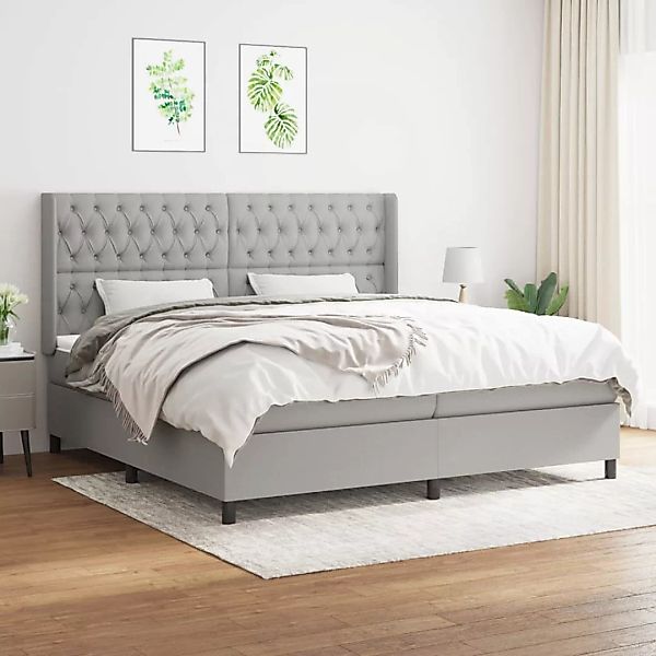Vidaxl Boxspringbett Mit Matratze Hellgrau 200x200 Cm Stoff günstig online kaufen