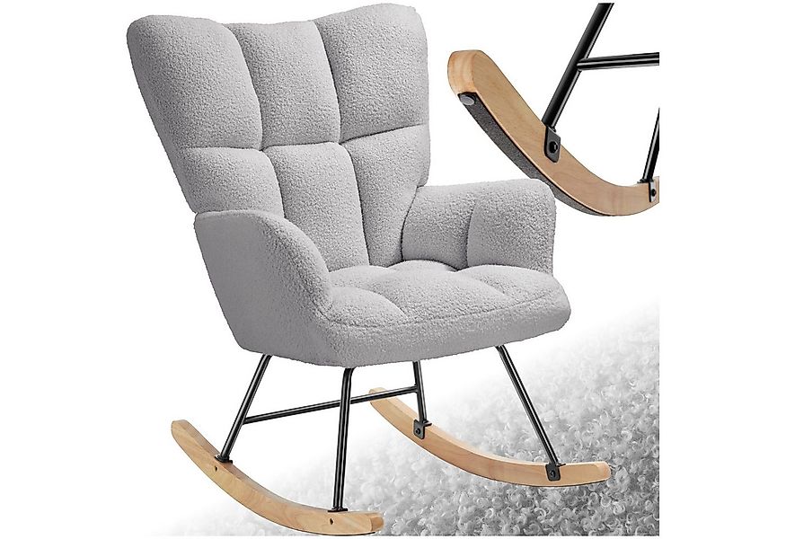 tectake Schaukelstuhl Relaxsessel Torve, gepolstert, Holzkufen, 120 kg Bela günstig online kaufen