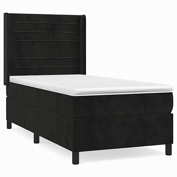 vidaXL Boxspringbett Boxspringbett mit Matratze Schwarz 80x200 cm Samt Bett günstig online kaufen