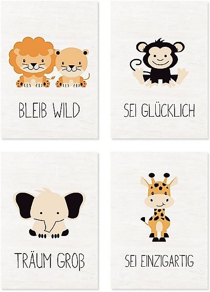 Lüttenhütt Poster Tiere, Tiere (Set, 4 St), Bilder Set, 4tlg. je 21 x 29,7 günstig online kaufen
