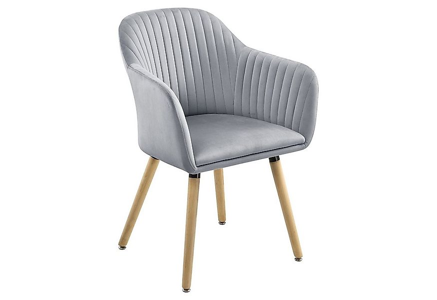 en.casa Polsterstuhl, »Dover« Esszimmerstuhl Sessel mit Armlehne Hellgrau günstig online kaufen