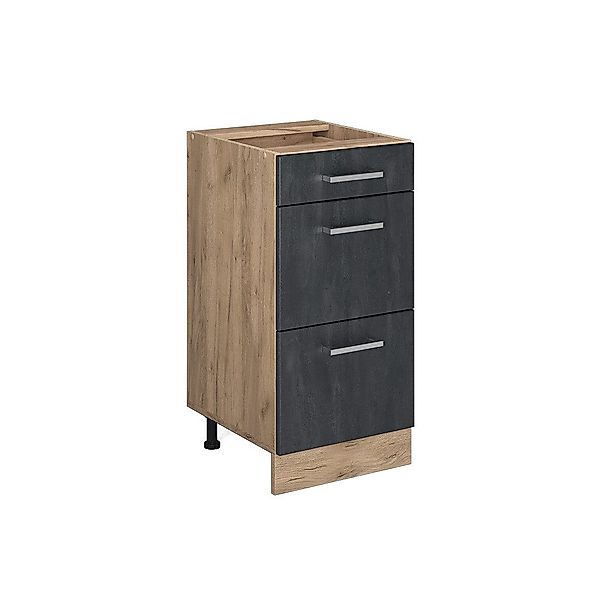 Vicco Unterschrank R-Line, Schwarz Beton/Goldkraft Eiche, günstig online kaufen