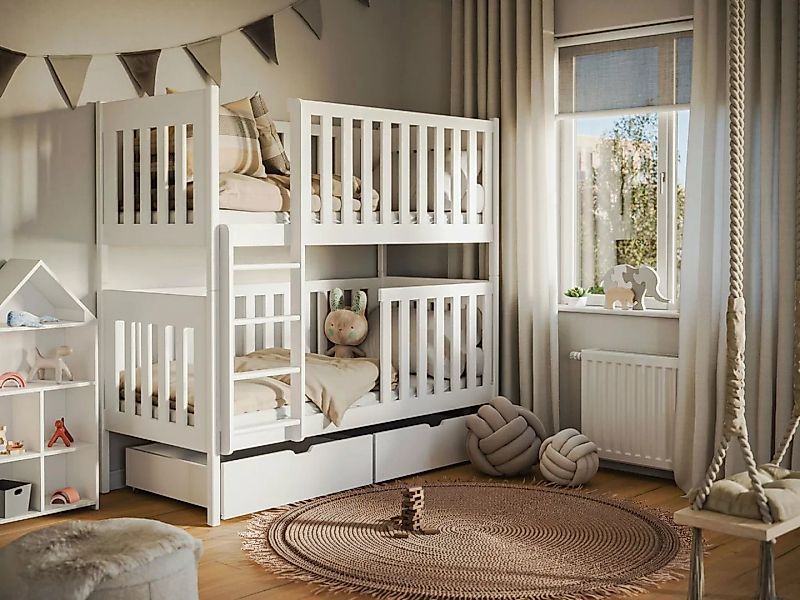 Deine Möbel 24 Etagenbett Hochbett ELSA für 2 Kinder 90x200 Weiß aus Massiv günstig online kaufen