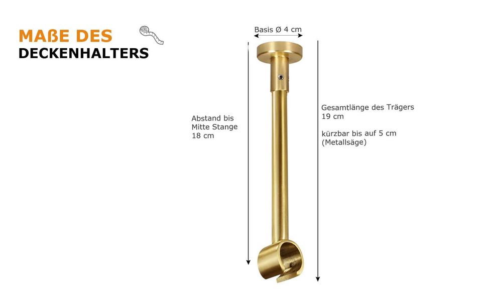 iso-design Gardinenstangenhalter Deckenträger für 20 mm günstig online kaufen