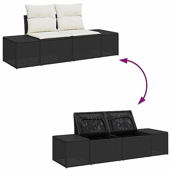 vidaXL Garten-Sofa-Set mit Speicher 8-Tlg Schwarz Poly Rattan 3364735 günstig online kaufen