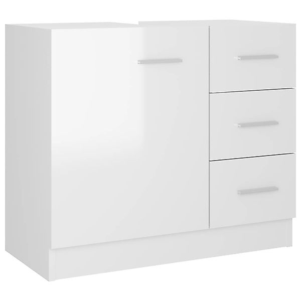 Waschbeckenunterschrank Hochglanz-weiß 63x30x54 Cm Spanplatte günstig online kaufen