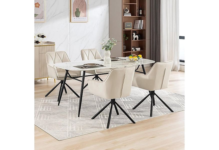 EUGAD 4-Fußstuhl (4 St), Esszimmerstühle drehbar, mit Armlehnen Rückenlehne günstig online kaufen