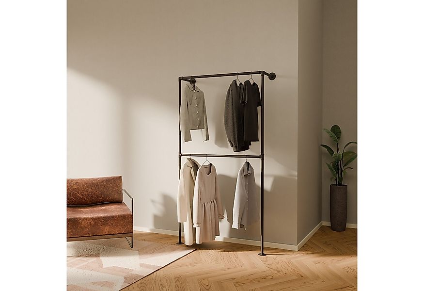 pamo. design Kleiderständer TIM DOUBLE Industrial Kleiderstange zur Wandmon günstig online kaufen