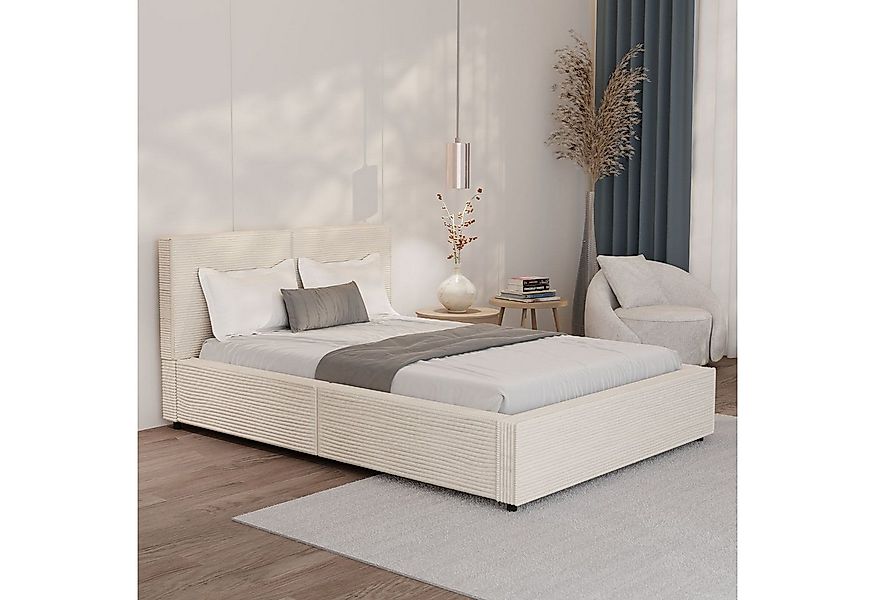 Juskys Polsterbett Salerno, Cord Design, bis 500 kg belastbar, Pflegeleicht günstig online kaufen