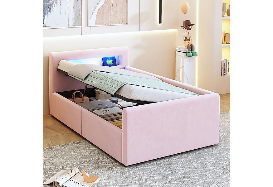 REDOM Polsterbett Funktionsbett Kinderbett (mit LED-Licht, USB-Ladeanschlus günstig online kaufen