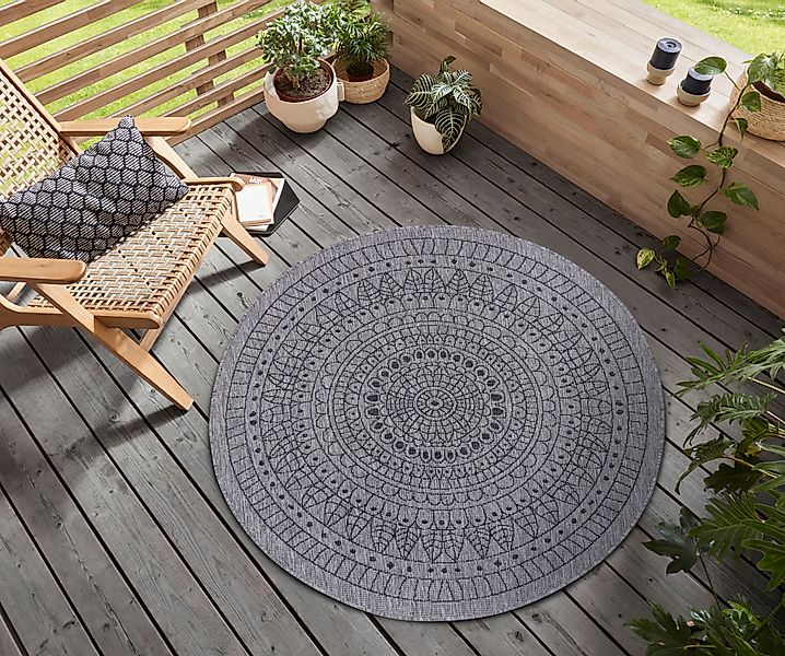 NORTHRUGS Teppich »Porto Wendeteppich«, rund, 5 mm Höhe, In-& Outdoor, Wett günstig online kaufen