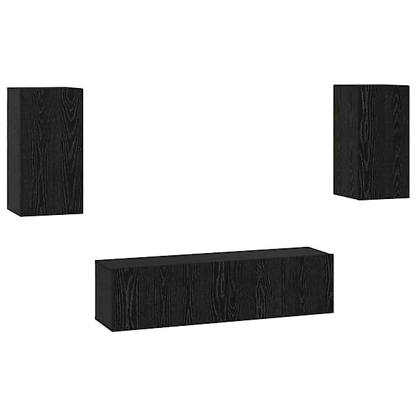 vidaXL TV-Schrank-Set Wandmontiert 4-Tlg Schwarz Eichen-Optik 3393463 günstig online kaufen