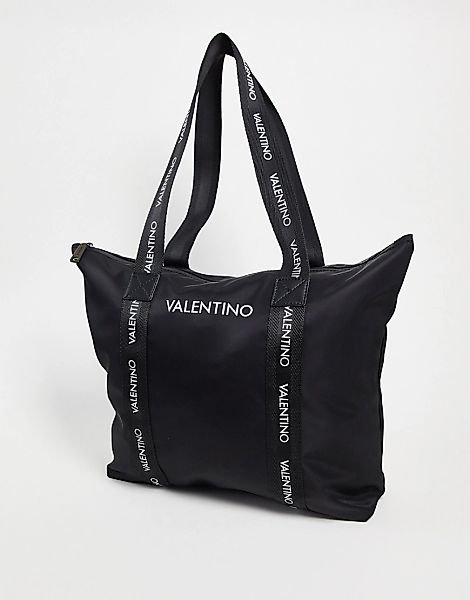 Valentino Bags – Tragetasche mit Logoband in Schwarz günstig online kaufen