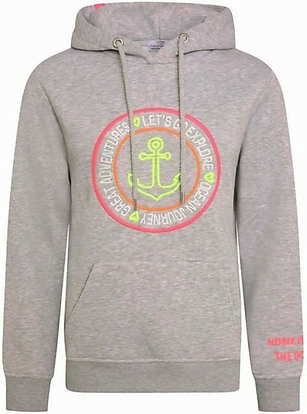 Zwillingsherz Kapuzensweatshirt mit Ankeraufstick und neonfarbenen Details günstig online kaufen