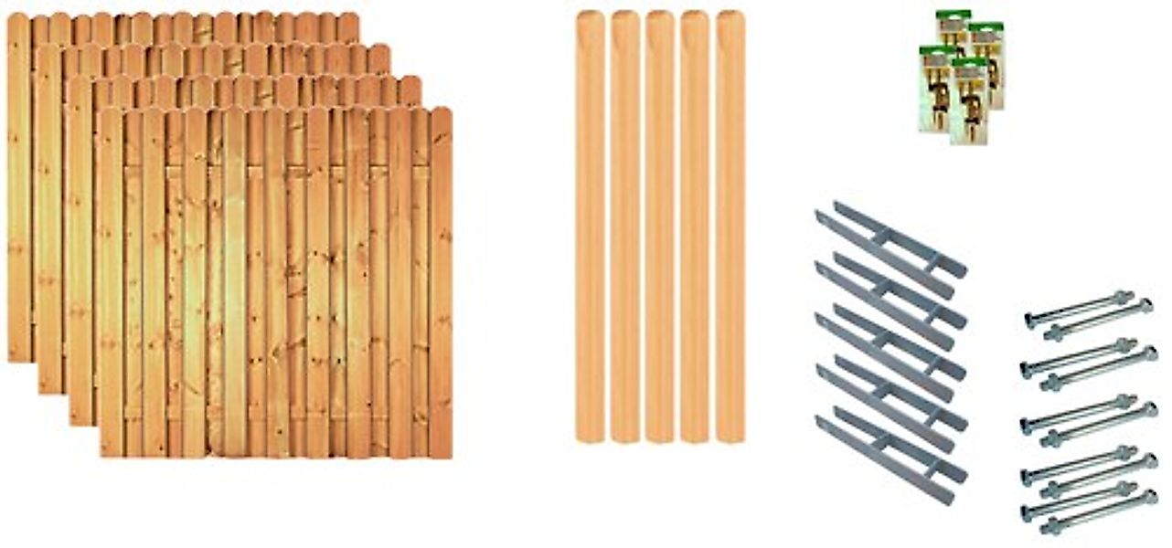 Tetzner & Jentzsch Bohlenzaun »Los Angeles 2« 4 Elemente, LxH: 765x180 cm günstig online kaufen