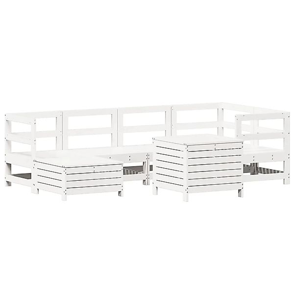 vidaXL 7-Tlg Garten-Sofagarnitur Weiß Massivholz Kiefer 3250965 günstig online kaufen