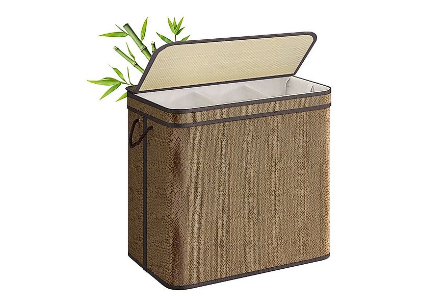 SONGMICS Wäschekorb, 3 Fächer,170 Liter,maschinenwaschbarer Wäschesack, bra günstig online kaufen