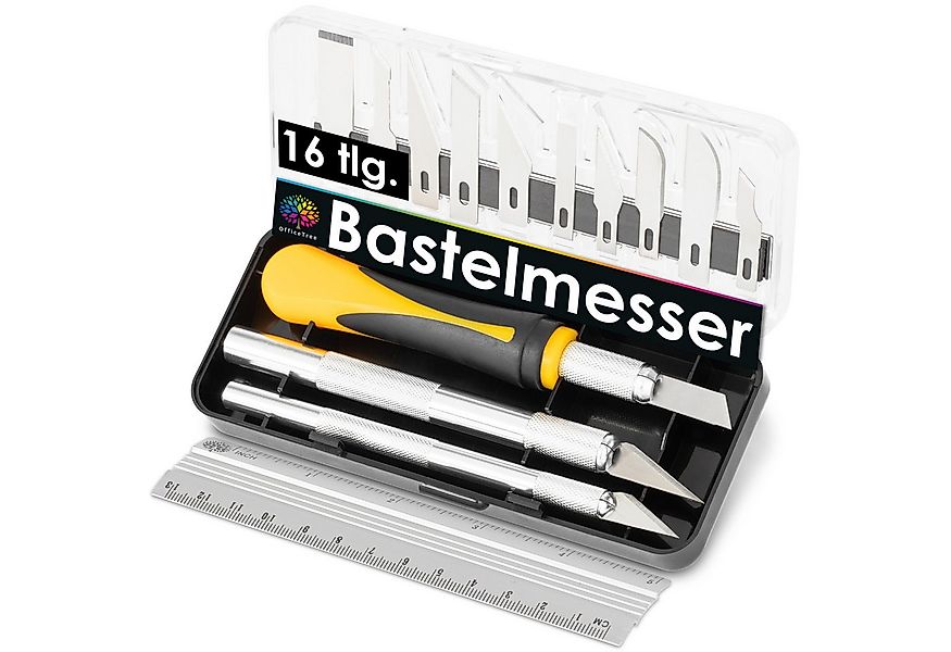 OfficeTree Bastelmesser Bastelmesser mit 3 Griffen und 13 Klingen, (Set, 16 günstig online kaufen