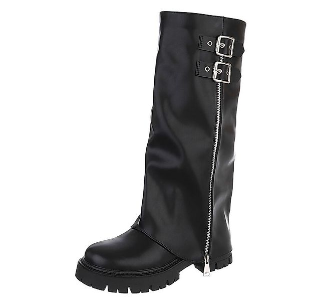 Ital-Design Stylische Damenstiefel mit Reißverschluss und Schnallen Plateau günstig online kaufen